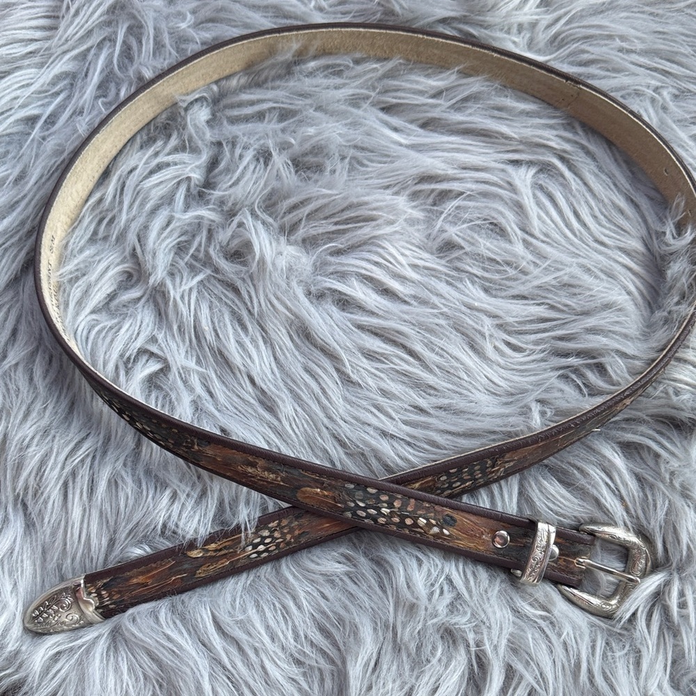 Brown Leather Belt with Silver Buckle